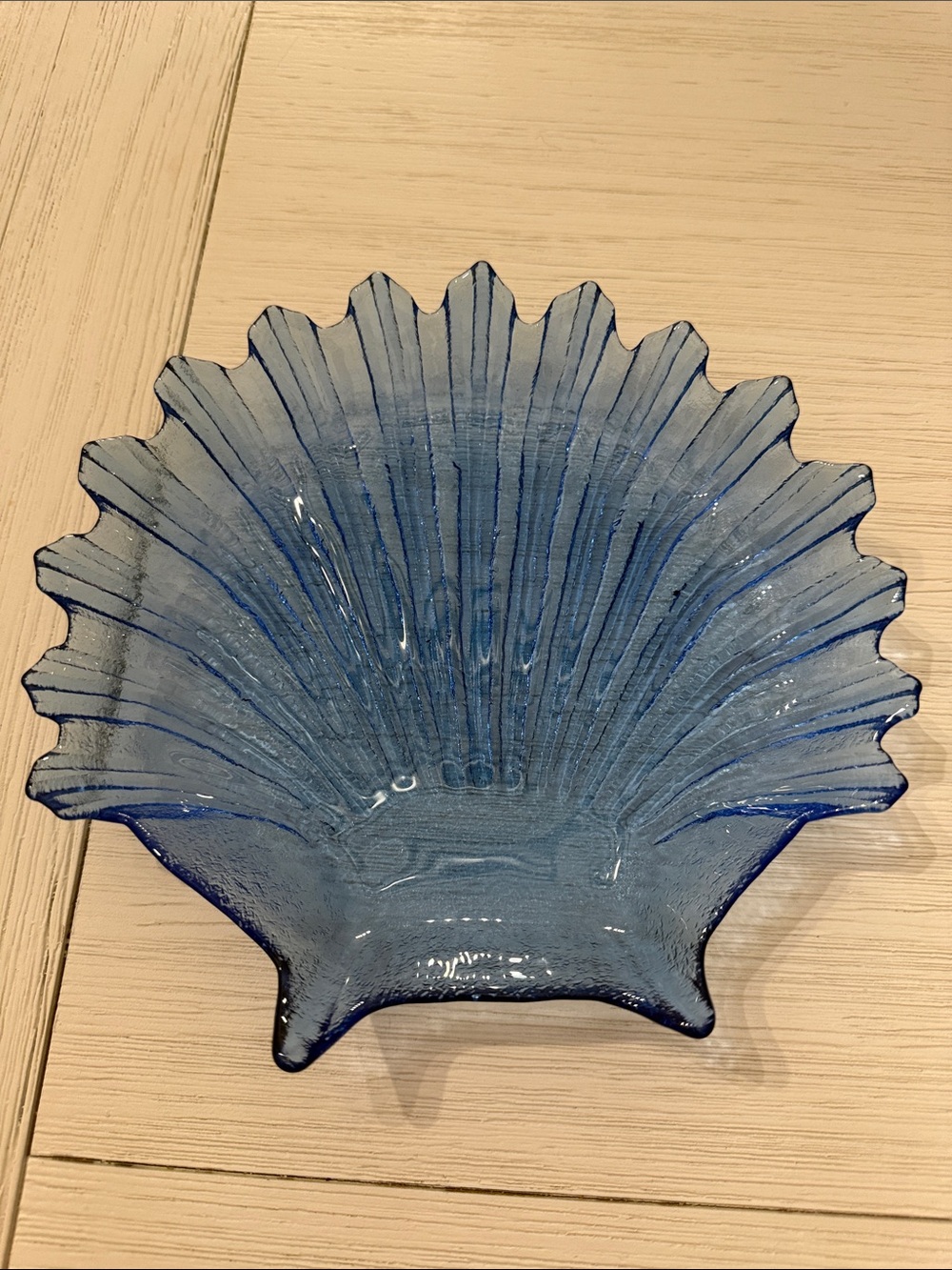 Blue Glass Shell Bowl - Decorative Home Art